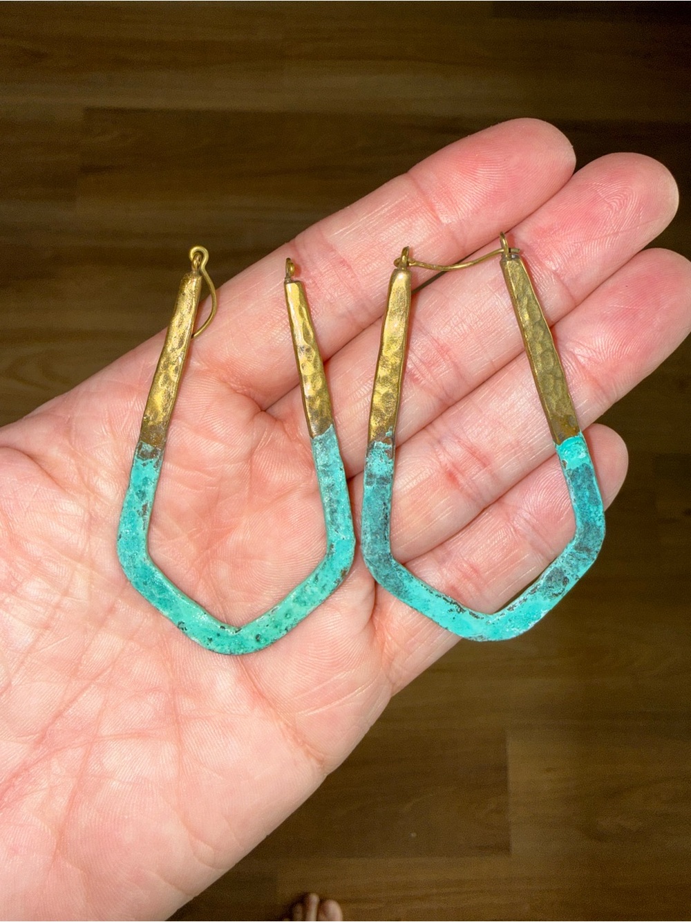 Anthropologie Dipped Patina Hoop Earrings